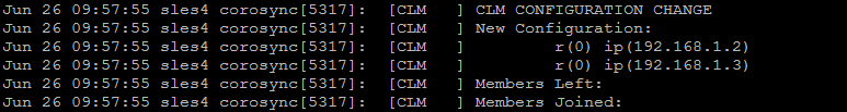 SUSE cluster log corosync messages