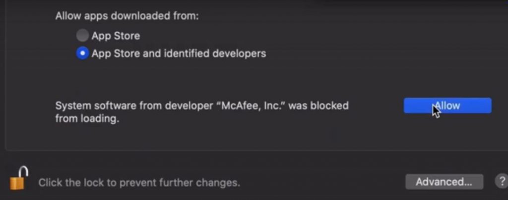 Where to provide user consent to allow McAfee ENS kernel extensions?